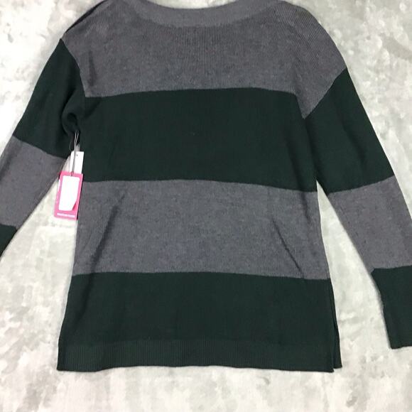 Vince Camuto Women’s Green Gray Colorblock Button Shoulder Tunic Sweater Sz S - Picture 10 of 12